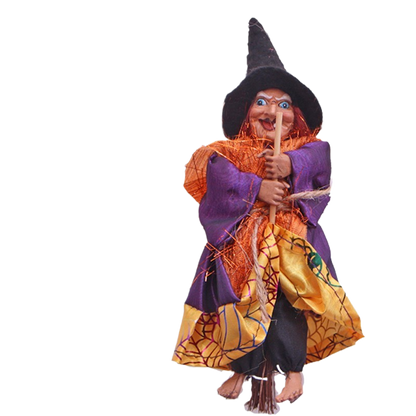 Vintage Witch & Broomstick Halloween Pendant Ornament