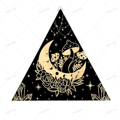 Bohemian Wall Decor Sun Moon Yoga Wall Decor Lozenge Wood Eye Sign Triangle Pendulum Board
