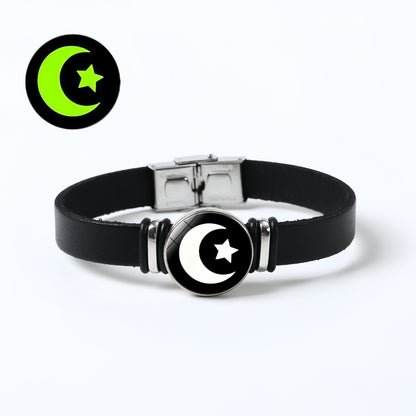 Sun Moon Luminous Leather Bracelet
