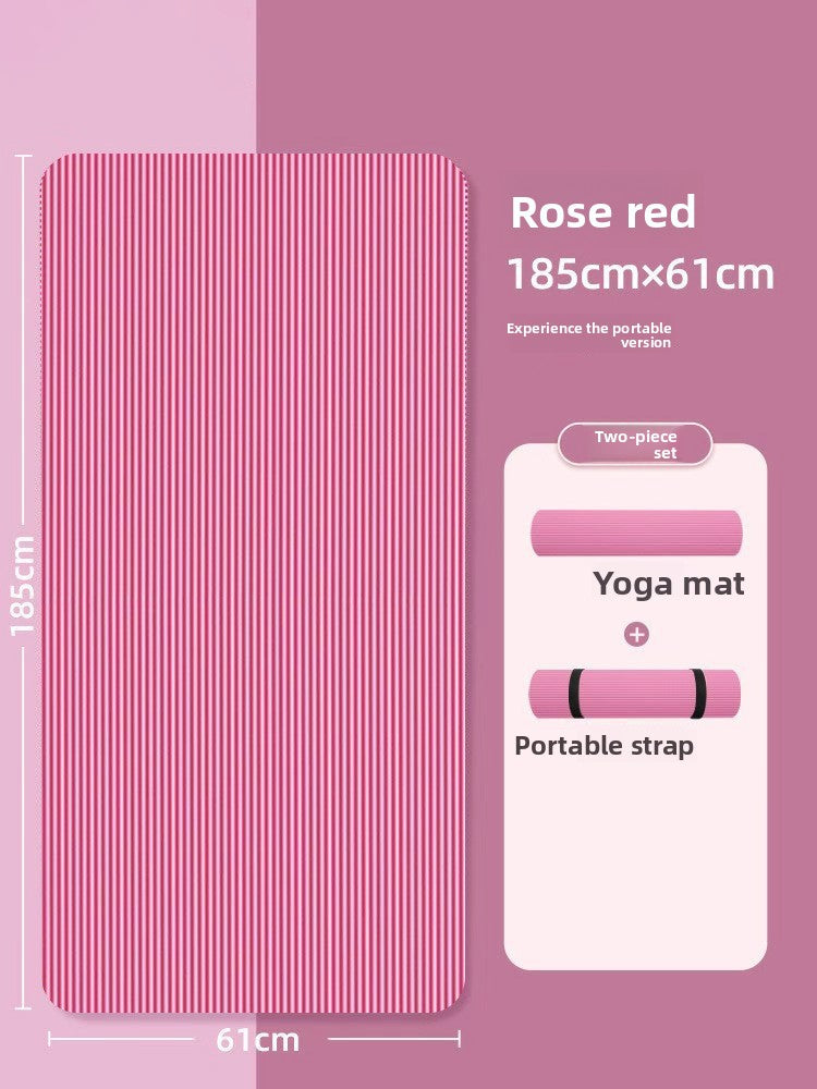 Thick NBR Yoga Mat — 185 x 61cm with Carry Strap