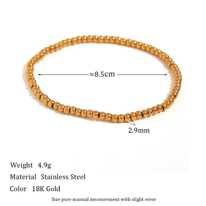 Retro Geometric Elastic Bead Bracelet Stainless Steel Gold Plated