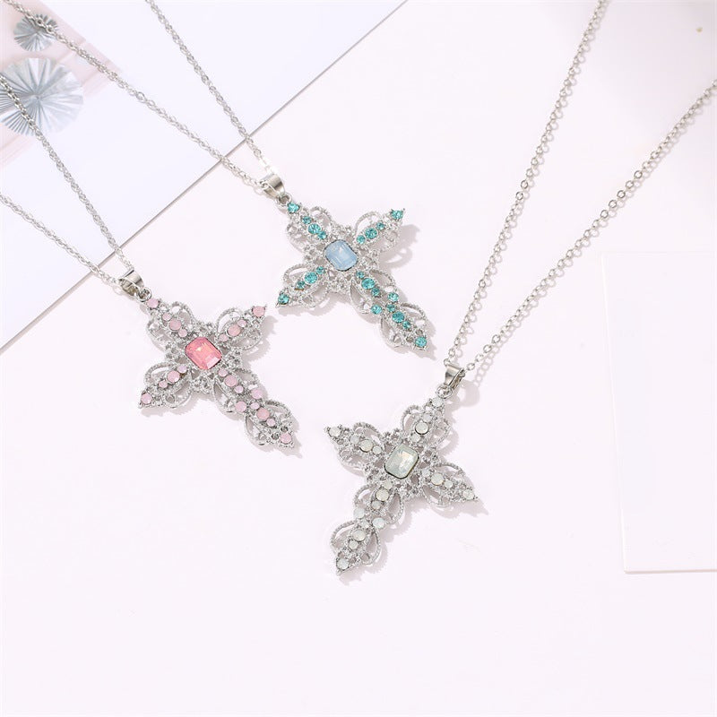 Bohemian Electroplated Cross Necklace