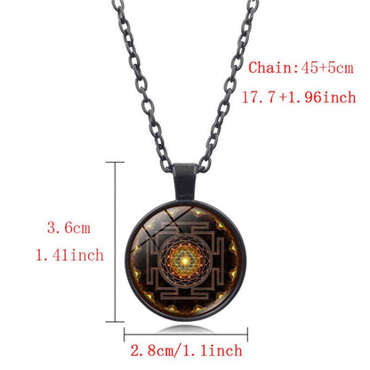 Sacred Yantra Geometric Pendant Necklace