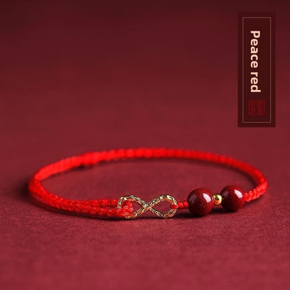 Red Rope Cinnabar Bead Bracelet