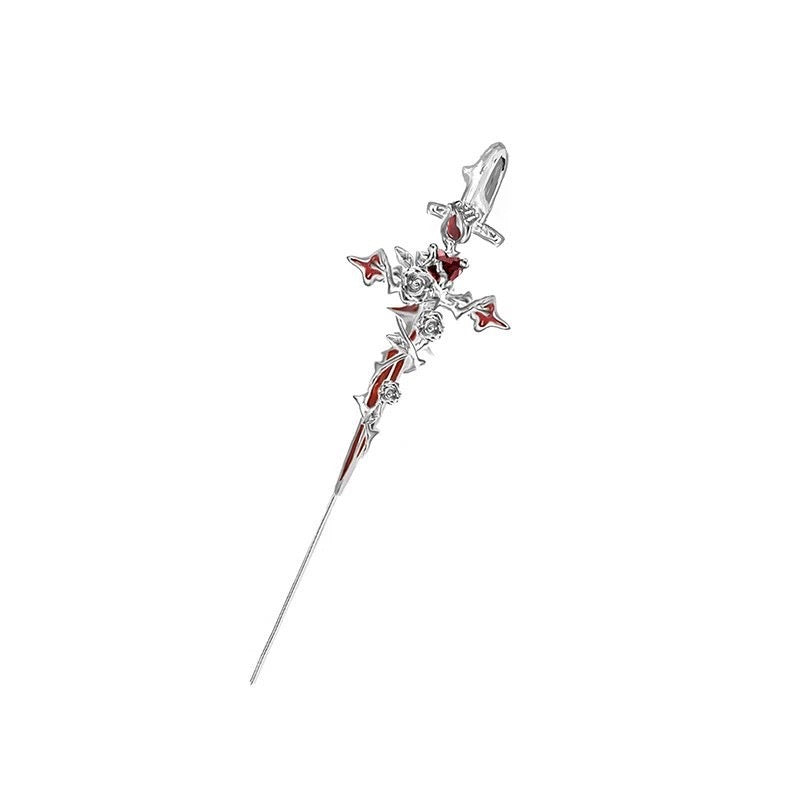 Gothic Rose Thorn Cross Earrings