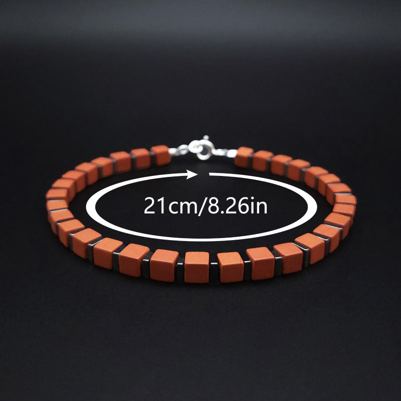 Square Natural Stone Bracelet Handmade Unisex Jewelry