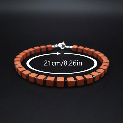 Square Natural Stone Bracelet Handmade Unisex Jewelry