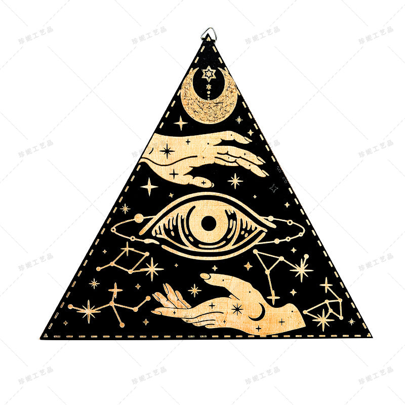 Bohemian Wall Decor Sun Moon Yoga Wall Decor Lozenge Wood Eye Sign Triangle Pendulum Board