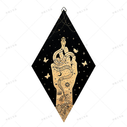 Bohemian Wall Decor Sun Moon Yoga Wall Decor Lozenge Wood Eye Sign Triangle Pendulum Board