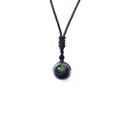 Natural Obsidian Round Bead Pendant