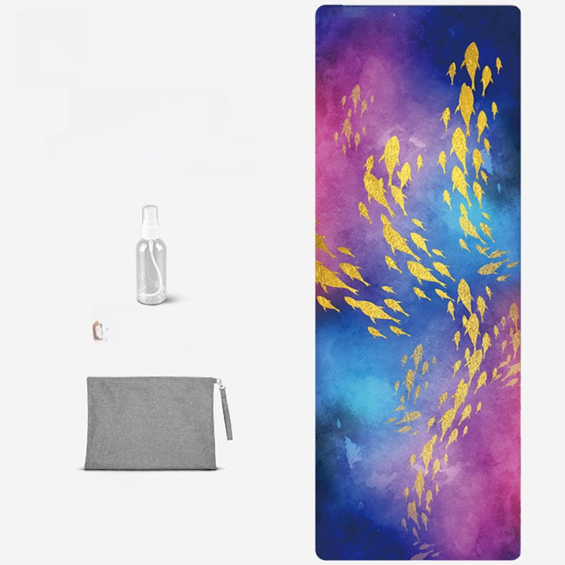 Foldable Suede Yoga Mat — Natural Rubber Base