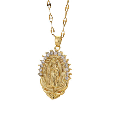 Virgin Mary Zircon Pendant Necklace | Gold & Silver | 25 Styles