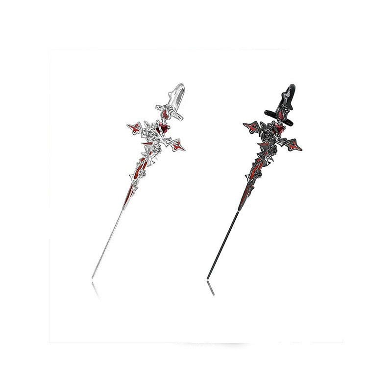 Gothic Rose Thorn Cross Earrings