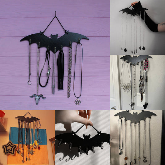 Gothic Bat Shape Wooden Wall Hooks Home Decor