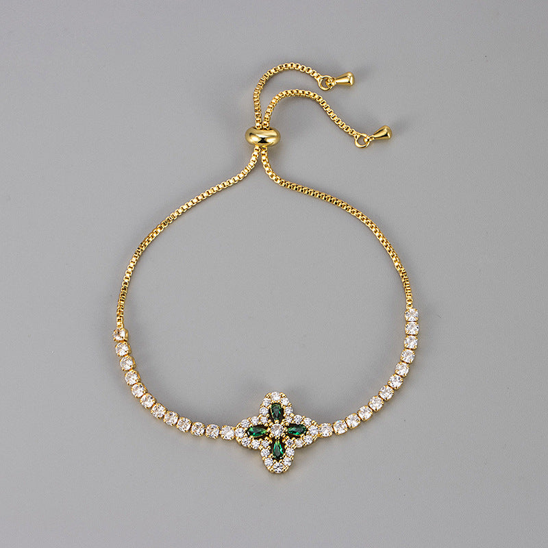 Zircon Floral Adjustable Bracelet