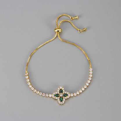 Zircon Floral Adjustable Bracelet