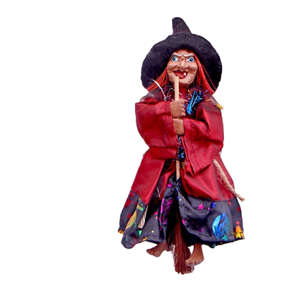 Vintage Witch & Broomstick Halloween Pendant Ornament