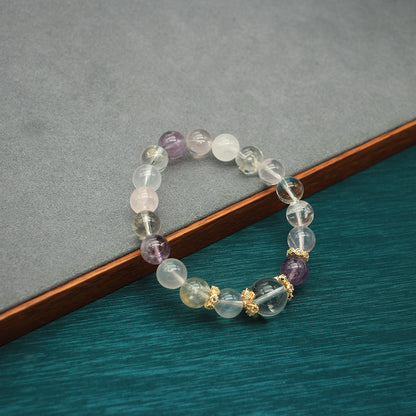 Elastic Crystal Bead Bracelet with Amethyst Citrine