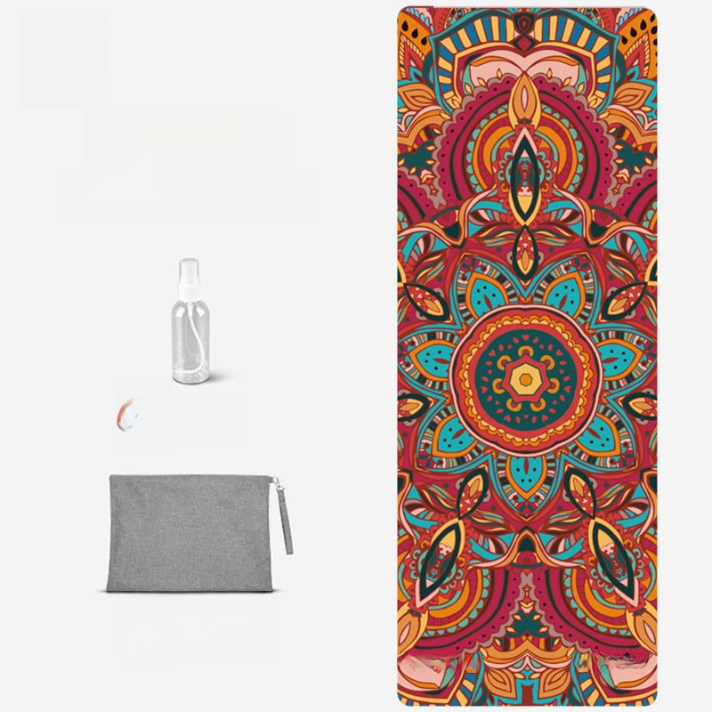Foldable Suede Yoga Mat — Natural Rubber Base