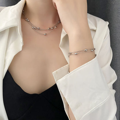 Oval Bead Snake Chain — Titanium Steel