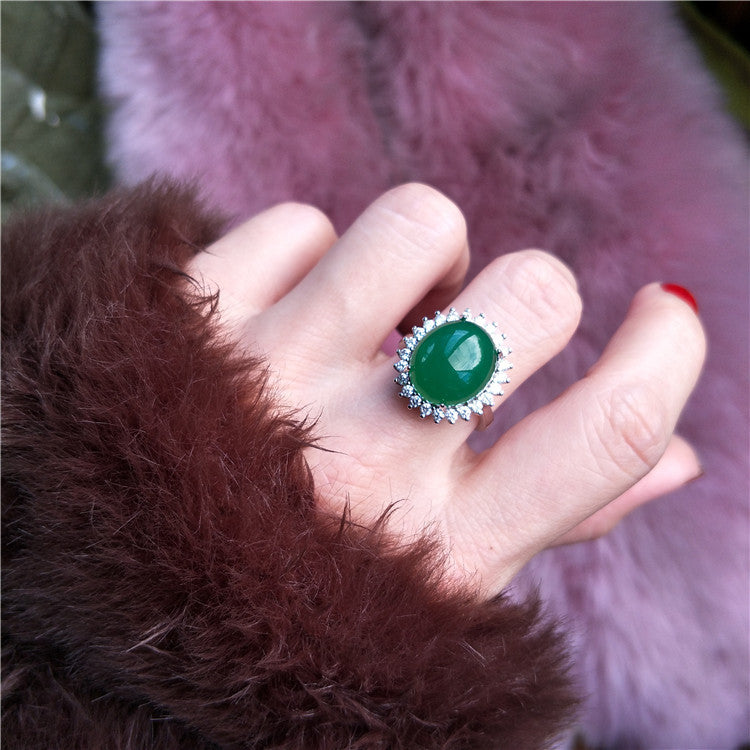 Sterling Silver Open Adjustable Gemstone Ring