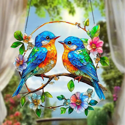 Butterfly Bird Stained Glass Sun Catcher Home Decoration