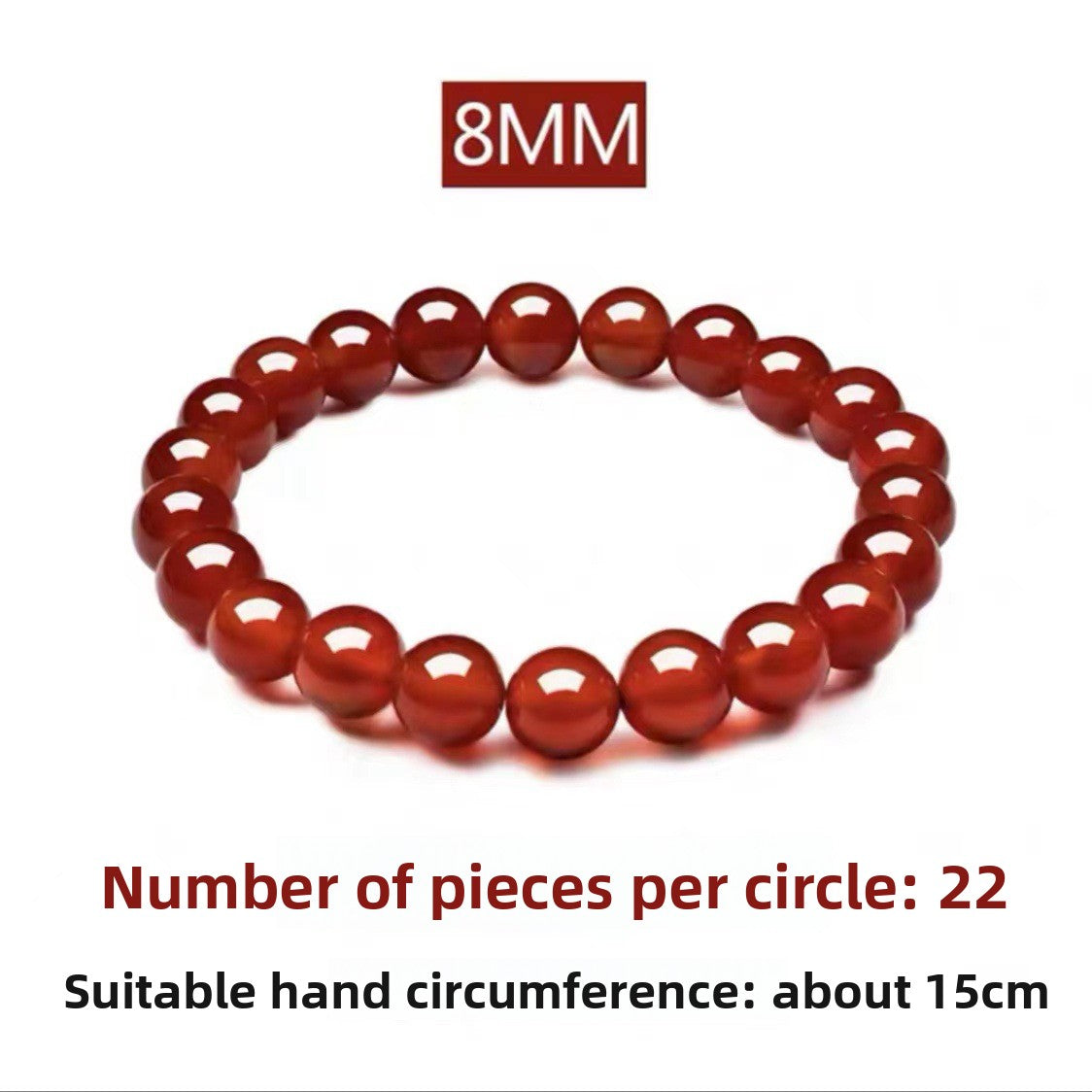 Natural Agate Bead Bracelet | Red & White | 4 Sizes