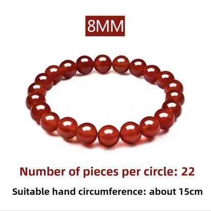 Natural Agate Bead Bracelet | Red & White | 4 Sizes