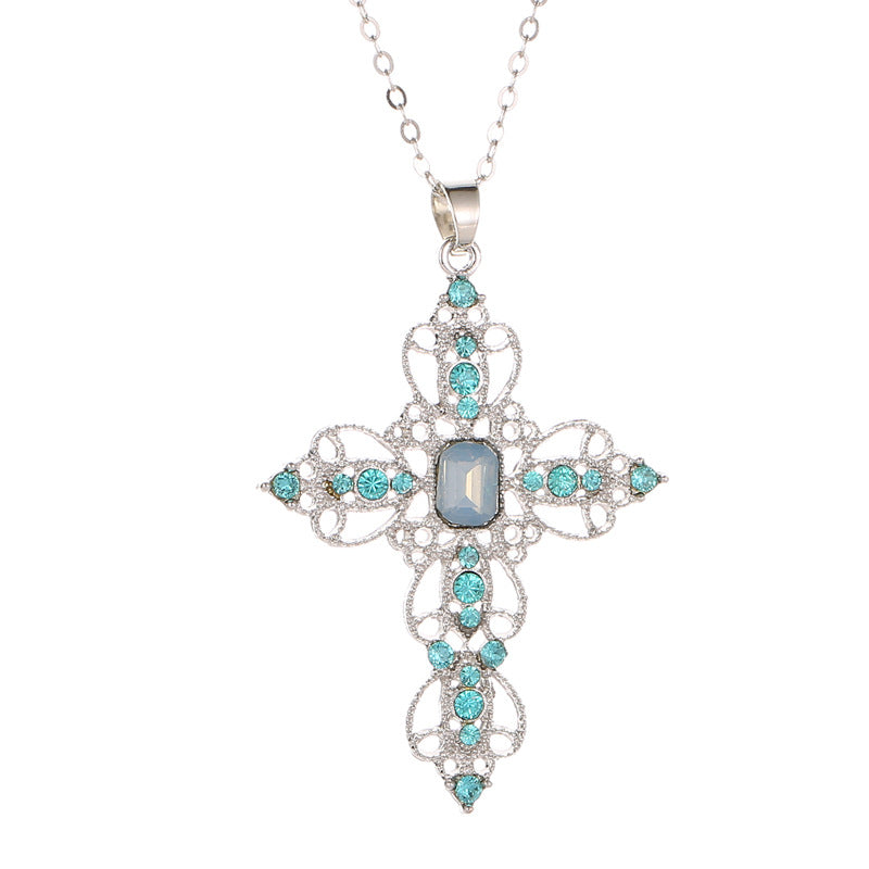 Bohemian Electroplated Cross Necklace