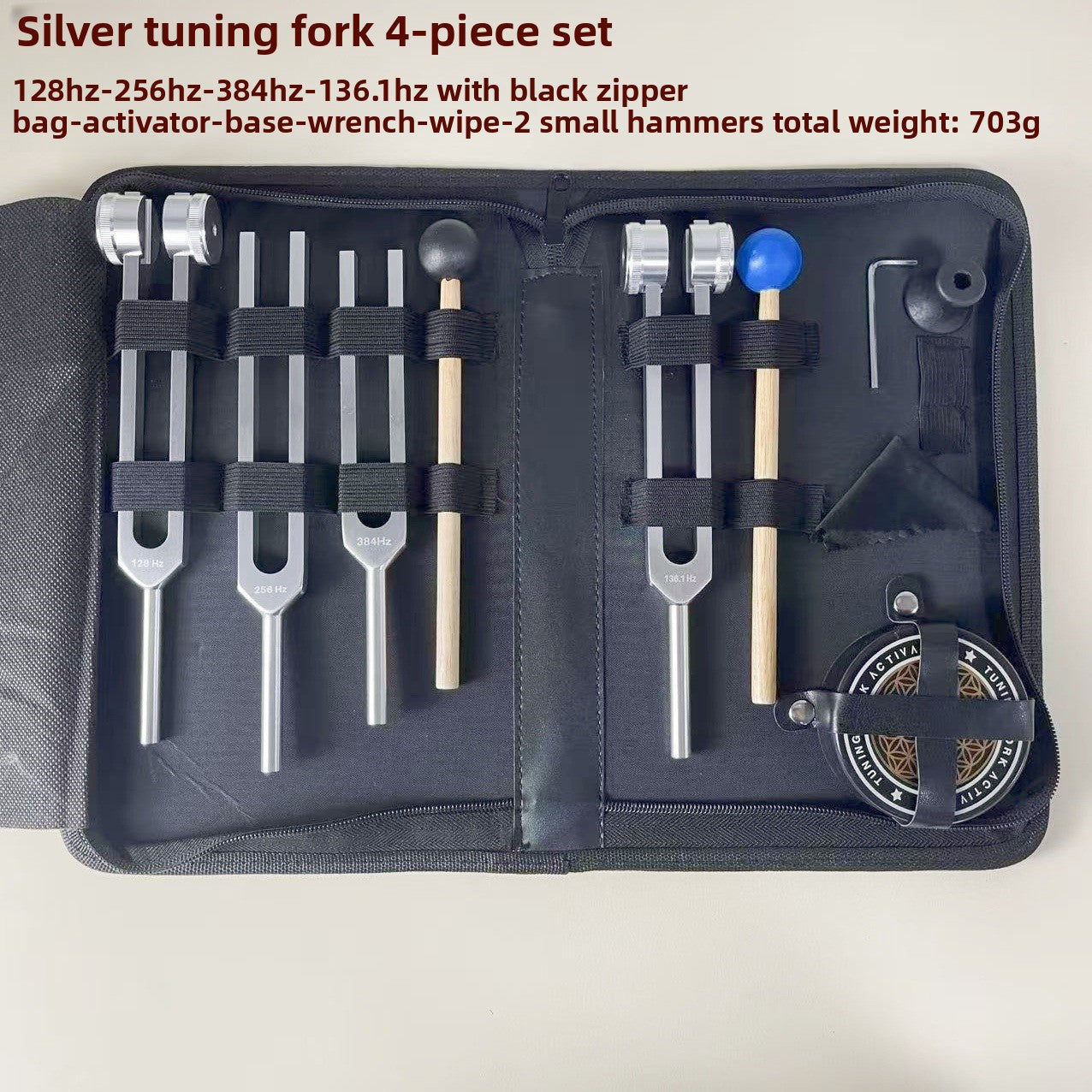 Professional Tuning Fork Set (128Hz, 256Hz, 384Hz, 136.1Hz, 528Hz