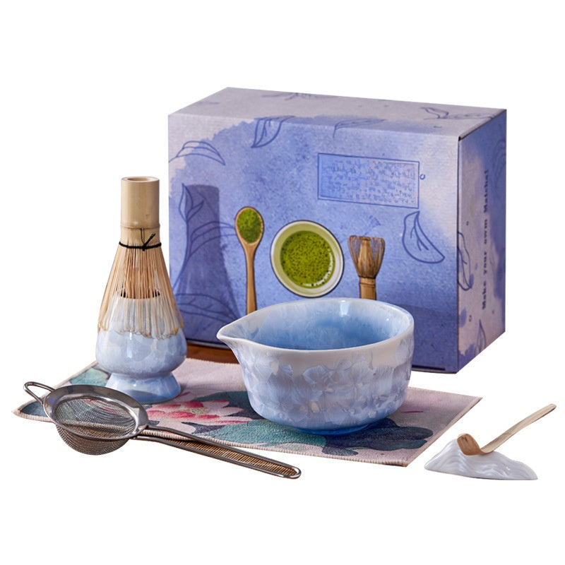 Crystalline Glaze Ceramic Matcha Set — 7 Piece