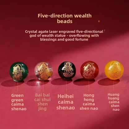 Cinnabar Five-Way Wealth God Bracelet