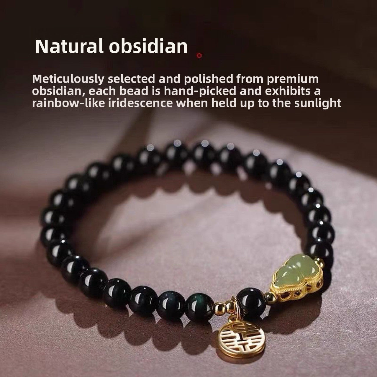 Obsidian Hetian Jade Beaded Bracelet