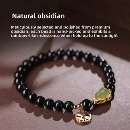 Obsidian Hetian Jade Beaded Bracelet