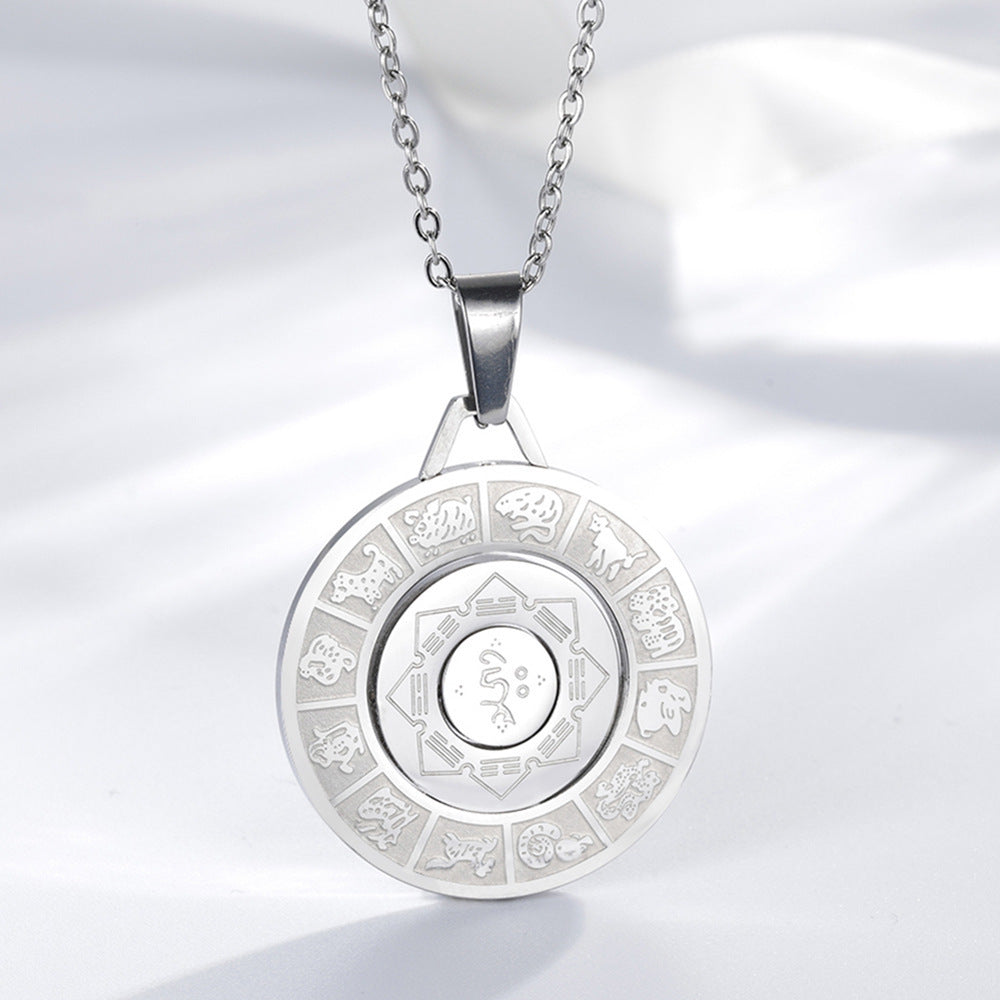 Chinese Zodiac Rotating Ring Pendant Necklace