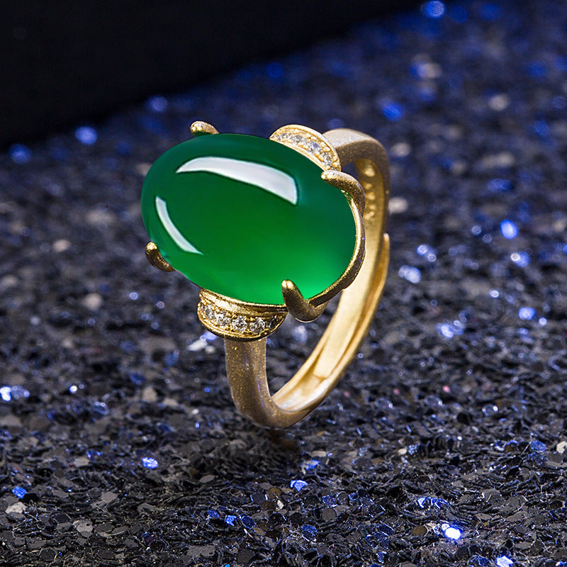 Sterling Silver Open Adjustable Gemstone Ring