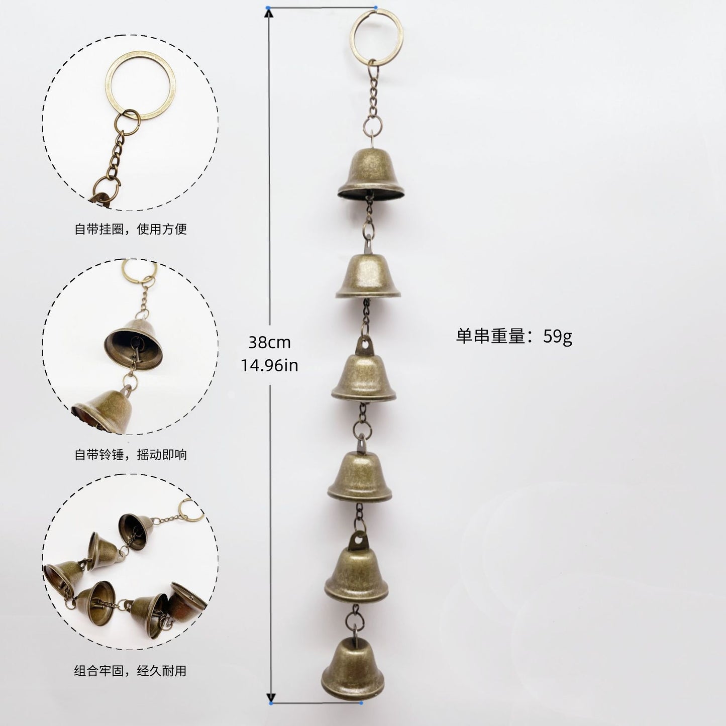 Witch Bell Door Handle Protection Pendant Good Luck Vine Wind Chime Outdoor Wind Chime Door Christmas Bell Hanging Decoration String