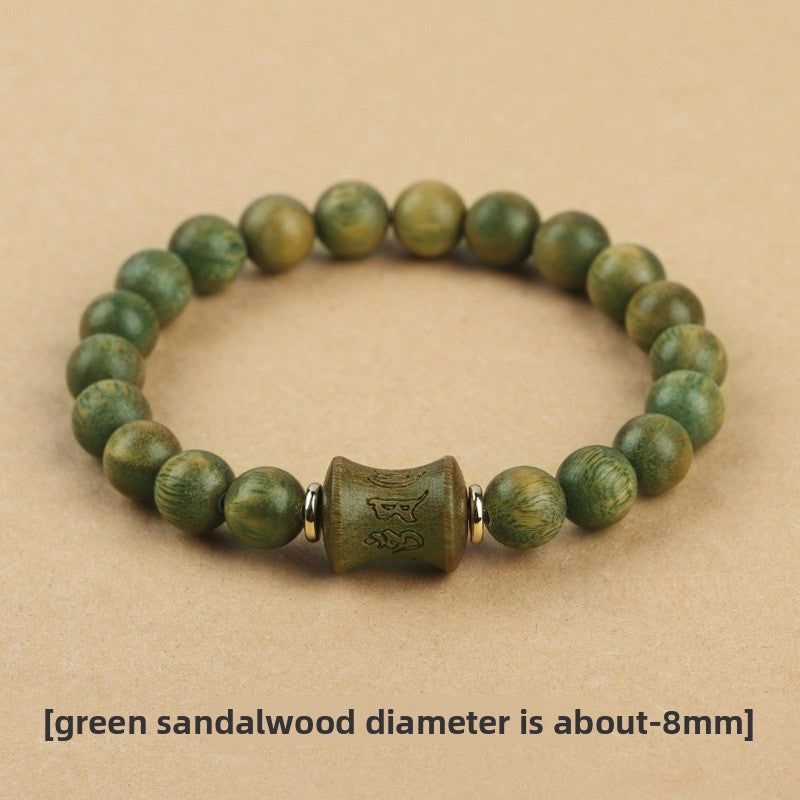 Original Old Material Green Sandalwood Buddha Beads Bracelet