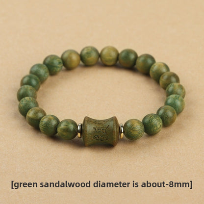 Original Old Material Green Sandalwood Buddha Beads Bracelet