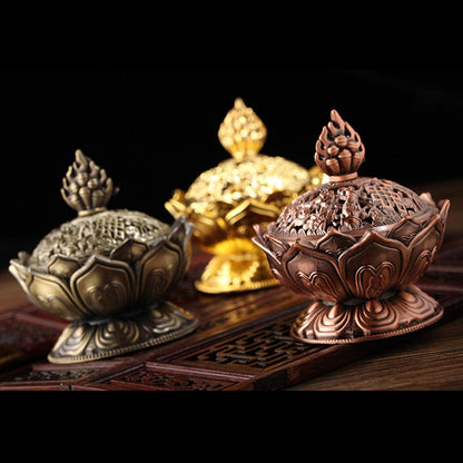 Tibetan Lotus Alloy Incense Burner