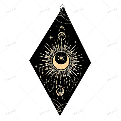 Bohemian Wall Decor Sun Moon Yoga Wall Decor Lozenge Wood Eye Sign Triangle Pendulum Board