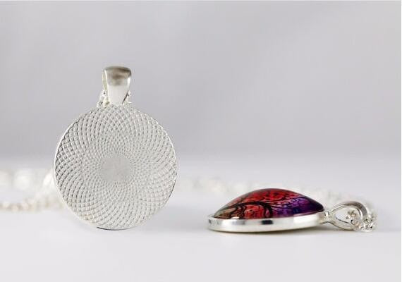 Vintage Glass Dome Mandala Pendant Necklace