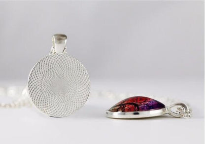 Vintage Glass Dome Mandala Pendant Necklace