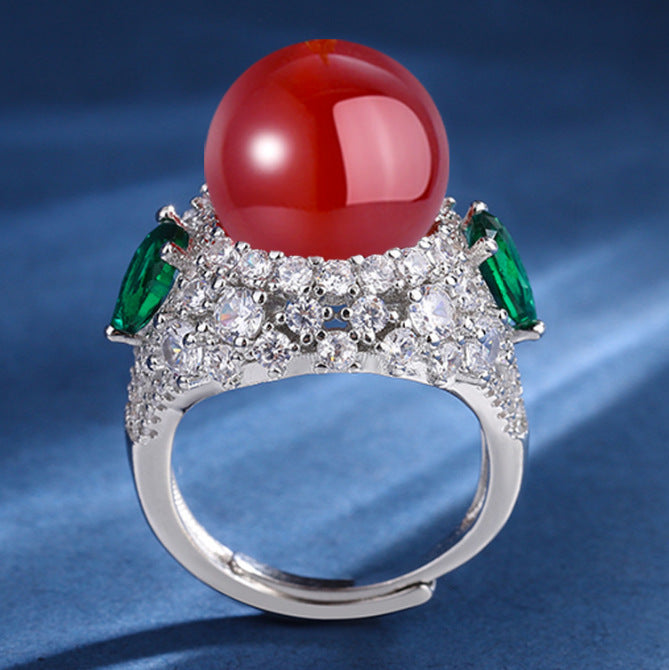 Sterling Silver Open Adjustable Gemstone Ring