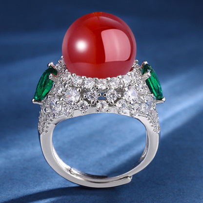 Sterling Silver Open Adjustable Gemstone Ring