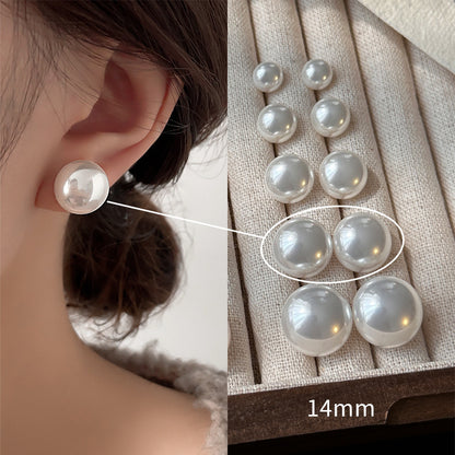 925 Silver Dome Pearl Stud Earrings