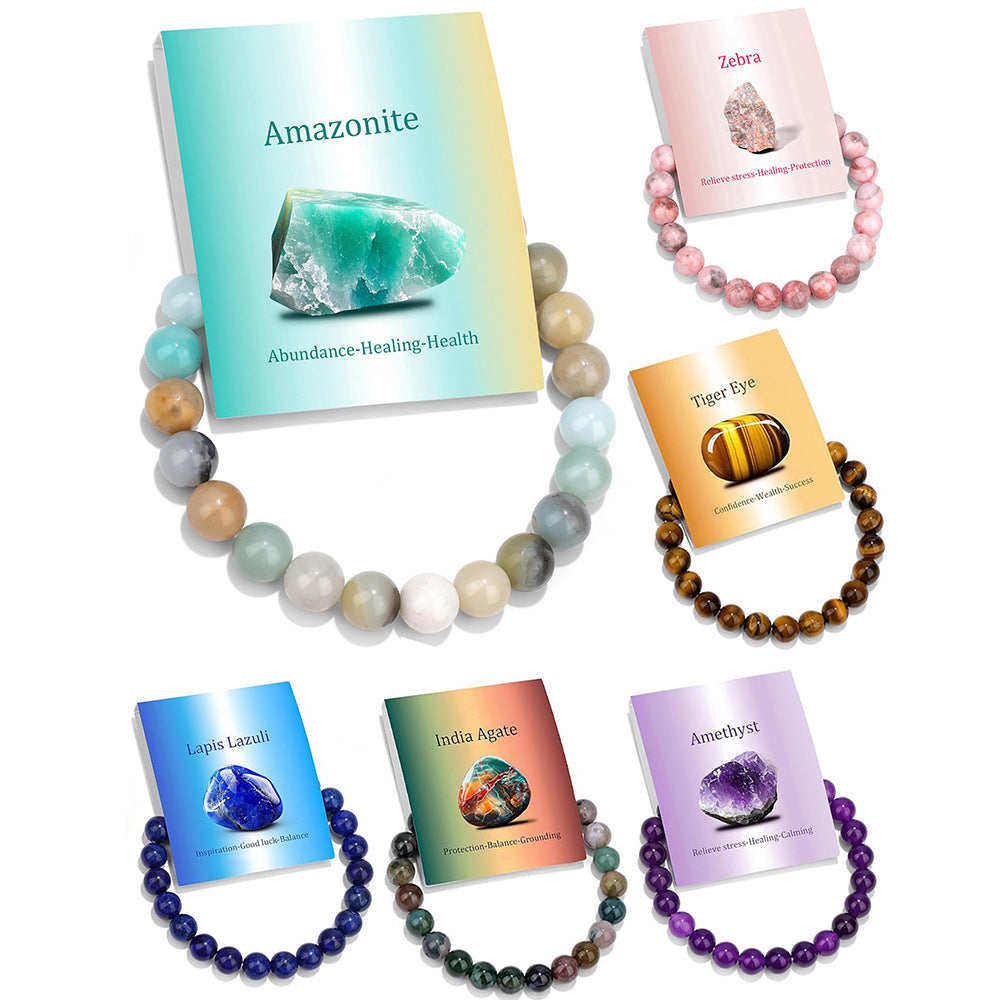 8mm Natural Stone Elastic Crystal Bracelet Set