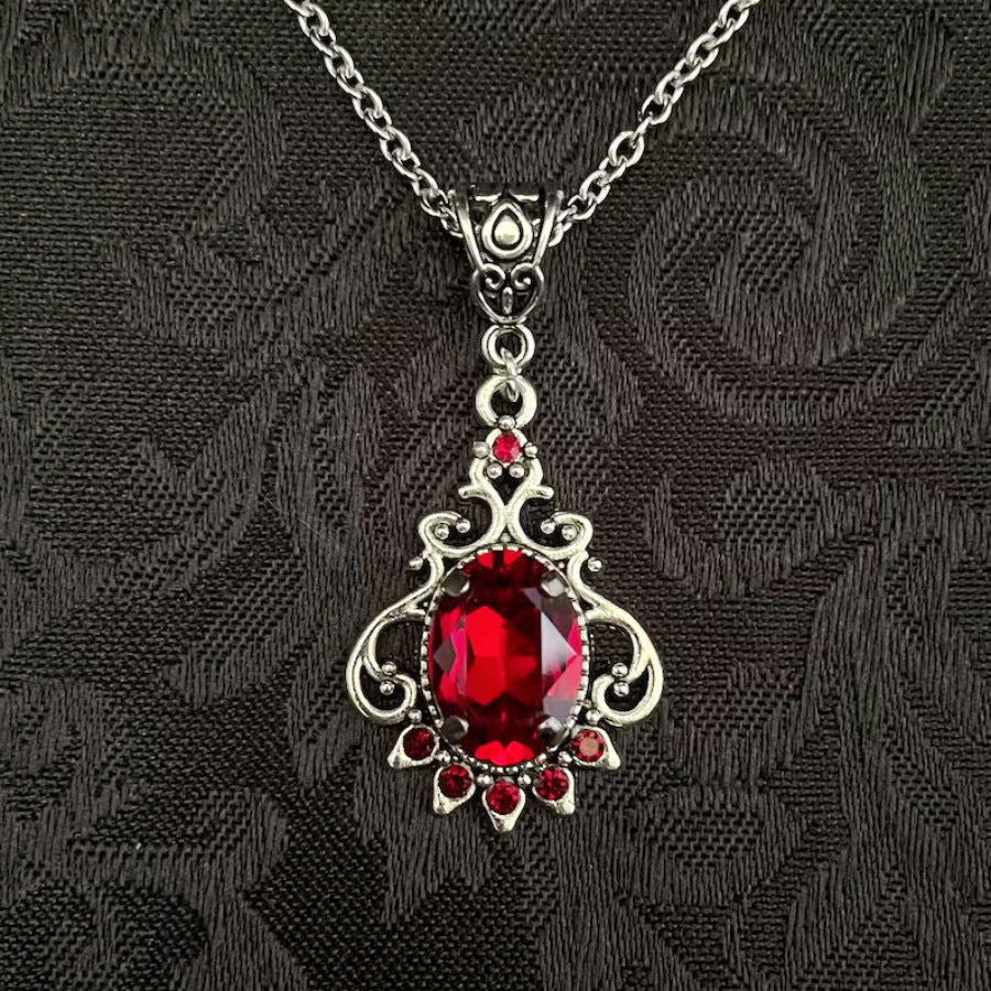 Victorian Filigree Gemstone Drop Necklace