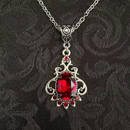 Victorian Filigree Gemstone Drop Necklace