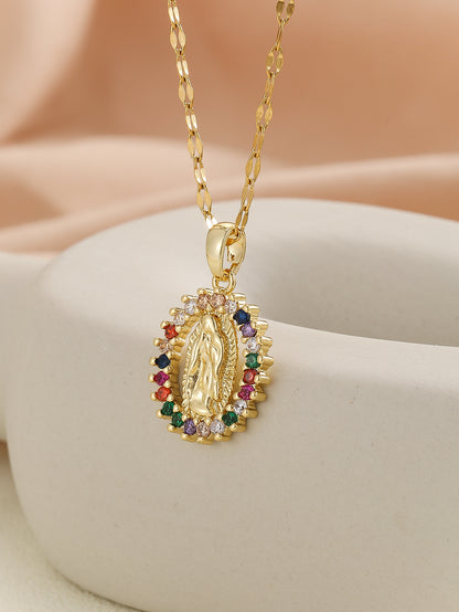 Virgin Mary Zircon Pendant Necklace | Gold & Silver | 25 Styles